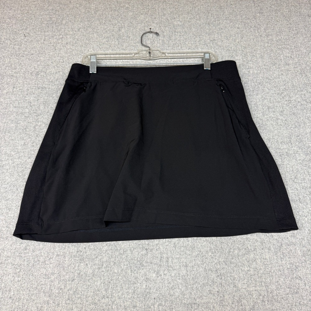 Calvin Klein Performance Skort Large Black Stretch Athletic Zipper Pockets Skirt